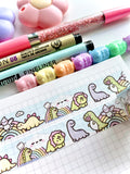 HAPPY DINOSAURS V.2 - 15mm WASHI TAPE (2 PER PERSON) - Marshmallow Studio