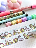 HAPPY DINOSAURS V.2 - 15mm WASHI TAPE (2 PER PERSON) - Marshmallow Studio