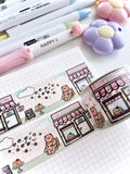 FRECKLE BEAR CAFE 2 - WIDE FOILED WASHI TAPE - Marshmallow Studio