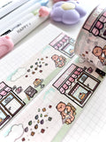 FRECKLE BEAR CAFE 2 - WIDE FOILED WASHI TAPE - Marshmallow Studio