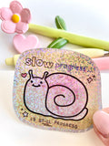 PROGRESS SNAIL - HOLOGRAPHIC GLITTER VINYL STICKER