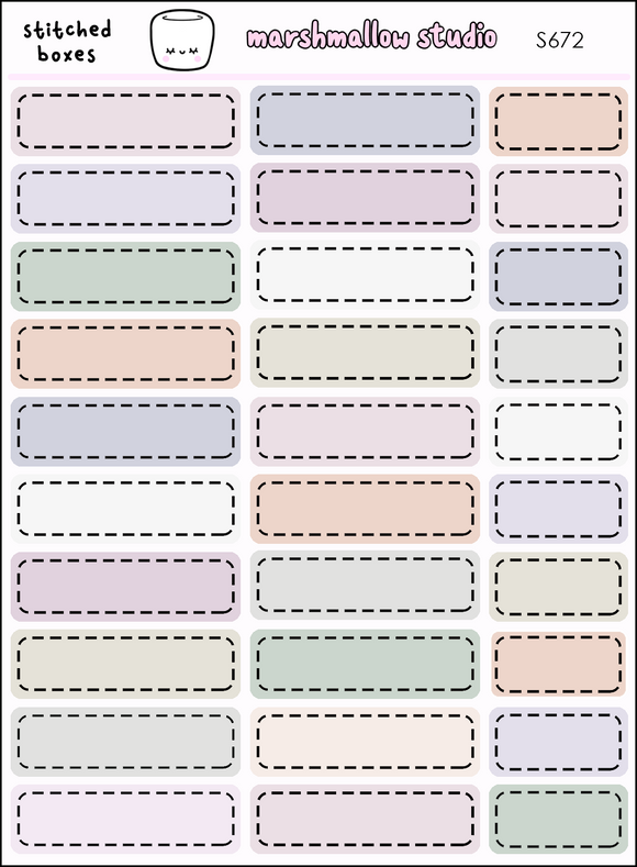 STITCHED BOXES - PEBBLES - PLANNER STICKERS - S672 - Marshmallow Studio