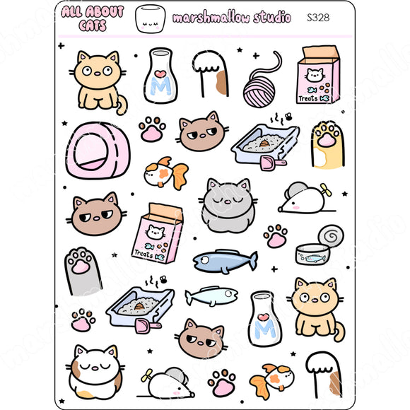 ALL ABOUT CATS - SPECIAL SAMPLER - PLANNER STICKERS - S328 - Marshmallow Studio