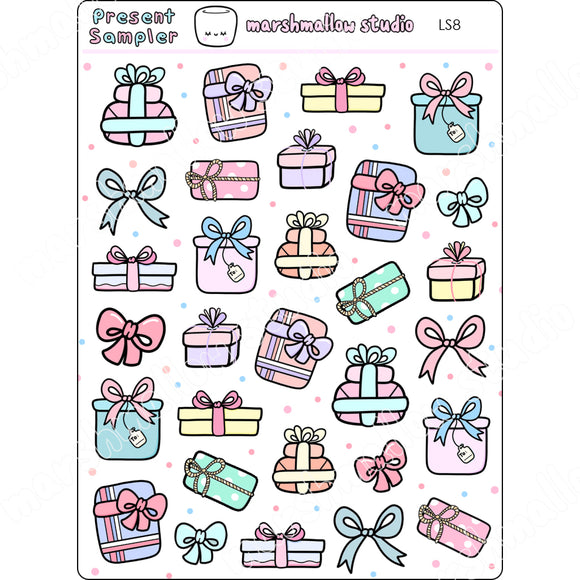 ALL THE PRESENTS! - SPECIAL SAMPLER - PLANNER STICKERS - LS8 - Marshmallow Studio