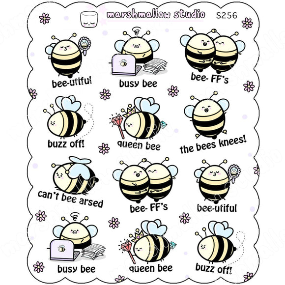 BEE PUNS - SPECIAL SCALLOPED SHEET - PLANNER STICKERS - S256 - Marshmallow Studio