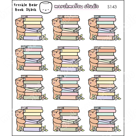 FRECKLE BEAR - BOOK STACK - PLANNER STICKERS - S143 - Marshmallow Studio