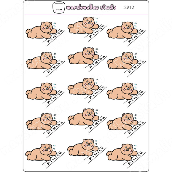 FRECKLE BEAR - CRAWL TO THE FINISH LINE - PLANNER STICKERS - S912 - Marshmallow Studio
