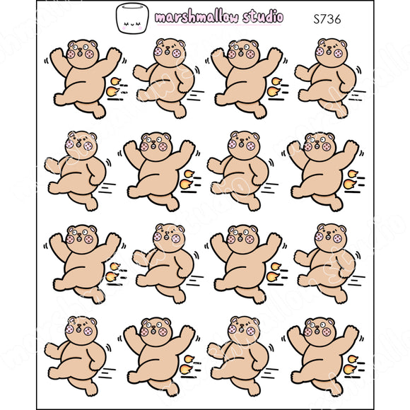 FRECKLE BEAR - IN A RUSH! - PLANNER STICKERS - S736 - Marshmallow Studio