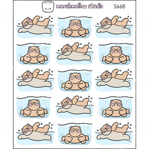 FRECKLE BEAR - SWIMMING - PLANNER STICKERS - S668 - Marshmallow Studio
