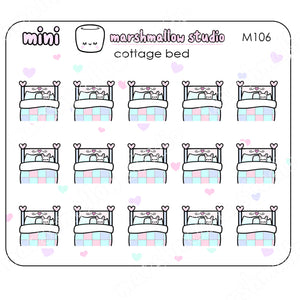 MINI COTTAGE BED - MINI STICKERS - PLANNER STICKERS - M106 - Marshmallow Studio