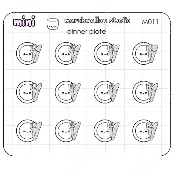 MINI DINNER PLATE - MINI PLANNER STICKERS - M11 - Marshmallow Studio
