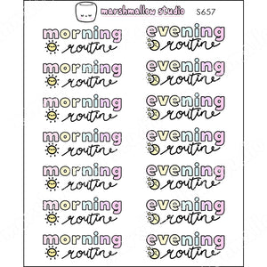MORNING / EVENING ROUTINE - PLANNER STICKERS - S657 - Marshmallow Studio