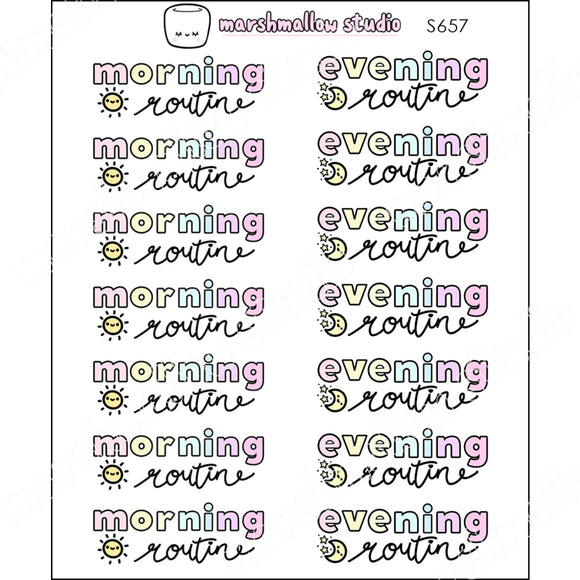 MORNING / EVENING ROUTINE - PLANNER STICKERS - S657 - Marshmallow Studio