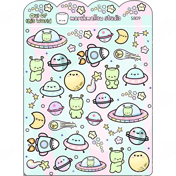 OUT OF THIS WORLD - SUPER SAMPLER - PLANNER STICKERS - S809 - Marshmallow Studio