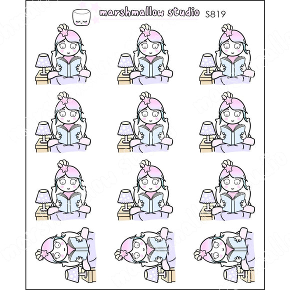 SHEILA SUGAR - BED TIME READING - PLANNER STICKERS - S819 - Marshmallow Studio