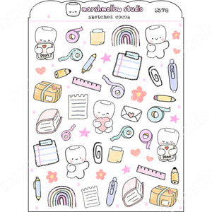 SKETCHED COCOA - SPECIAL SAMPLER - PLANNER STICKERS - S578 - Marshmallow Studio