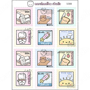 SKETCHED STAMPS - PLANNER STICKERS - S588 - Marshmallow Studio