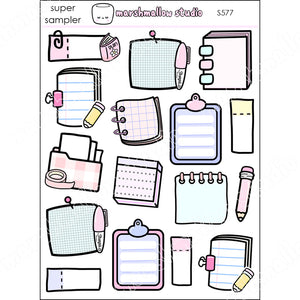 STATIONERY STICKY NOTES - SUPER SAMPLER - PLANNER STICKERS - S577 - Marshmallow Studio