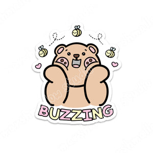 STICKER FLAKE - FRECKLE BEAR "BUZZING" - F287 - Marshmallow Studio