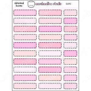 STITCHED BOXES - ALL THE PINKS - PLANNER STICKERS - S690 - Marshmallow Studio