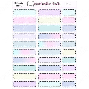 STITCHED BOXES - NORTHERN LIGHTS - PLANNER STICKERS - S746 - Marshmallow Studio