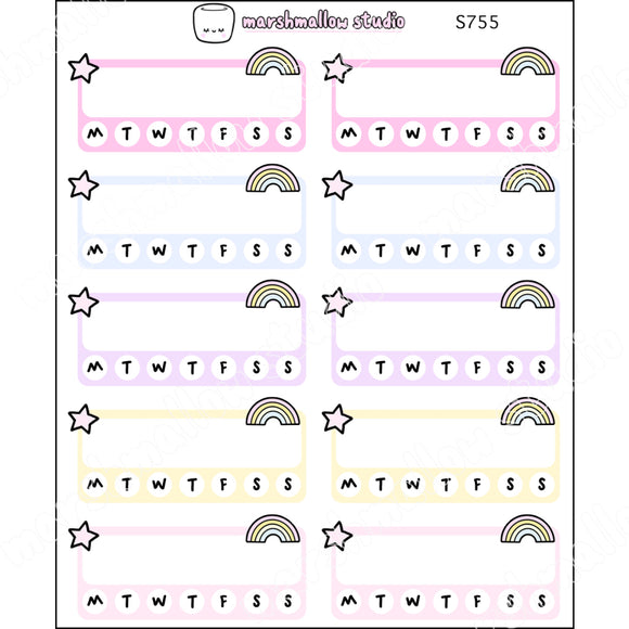 WEEKLY TRACKERS - PLANNER STICKERS - S755 - Marshmallow Studio