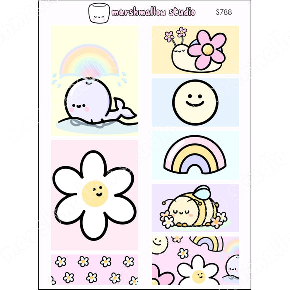 VERTICAL - HAPPY GO LUCKY BOXES - PLANNER STICKERS - S788 - Marshmallow Studio