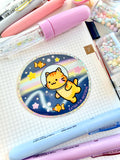SPACE CAT - HOLOGRAPHIC GLITTER VINYL STICKER - Marshmallow Studio