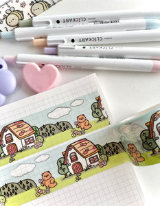 COUNTRY COTTAGE WITH FRECKLE BEAR - WIDE FOILED WASHI TAPE - Marshmallow Studio