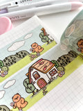 COUNTRY COTTAGE WITH FRECKLE BEAR - WIDE FOILED WASHI TAPE - Marshmallow Studio