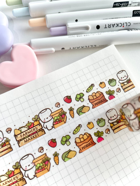 FARMERS MARKET WITH COCOA - 15mm WASHI TAPE - Marshmallow Studio