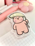 ACRYLIC PAGE CLIP - FRECKLE BEAR WITH LEAF UMBRELLA - Marshmallow Studio