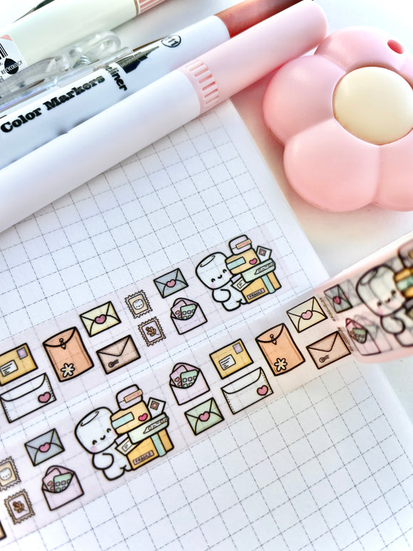 MEDLEY OF MAIL WITH COCOA - 15mm WASHI TAPE - Marshmallow Studio