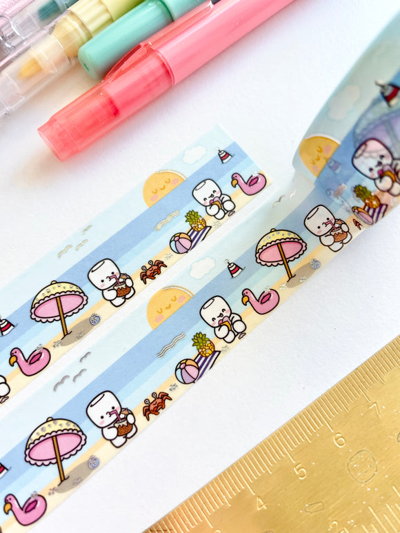 SUMMER WITH COCOA - (*LIMIT 2 PER PERSON) - 20mm FOILED WASHI TAPE - Marshmallow Studio