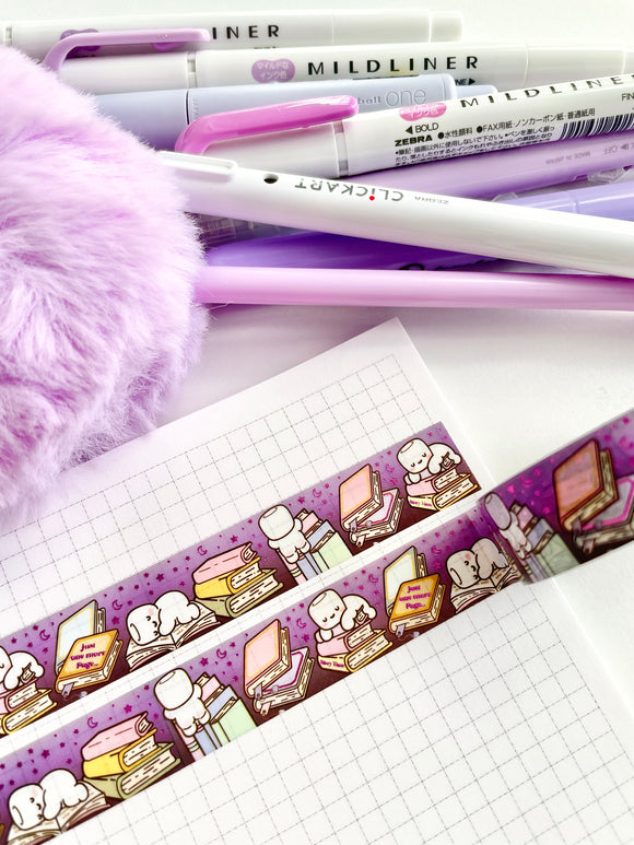 BOOKS BY NIGHT - 15mm *PINK* FOILED WASHI TAPE - Marshmallow Studio
