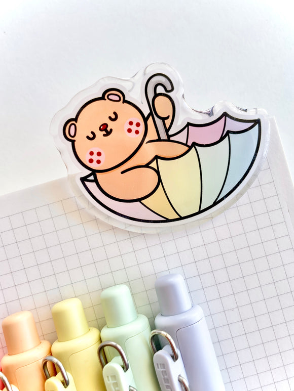 ACRYLIC PAGE CLIP - FRECKLE BEAR SAIL AWAY - Marshmallow Studio