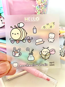 APRIL 2024 CLEAR STICKER SAMPLER - LIMITED EDITION - Marshmallow Studio