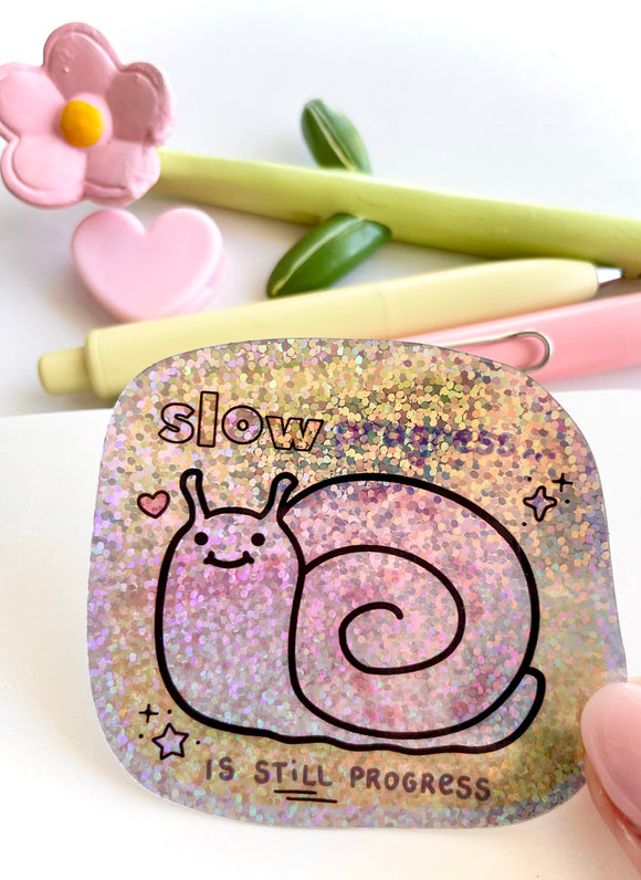 PROGRESS SNAIL - HOLOGRAPHIC GLITTER VINYL STICKER