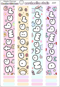 MINI MALLOW / HOBO WEEKS MONTH COVERS (SEPT TO DEC) - PLANNER STICKERS - J049 - Marshmallow Studio