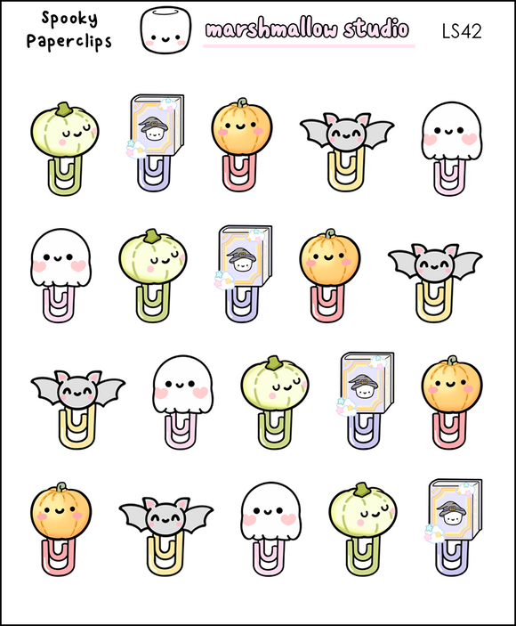 SPOOKY PAPER CLIPS - PLANNER STICKERS - LS42 - Marshmallow Studio