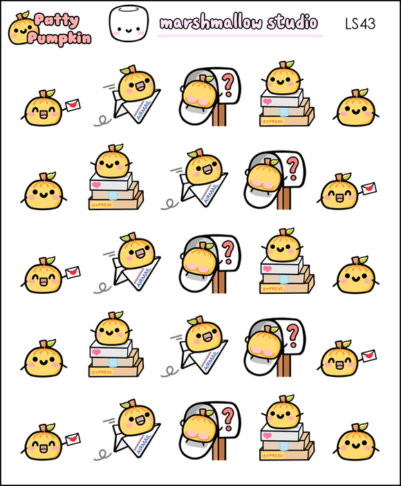 PATTY PUMPKIN (AND MAIL) - PLANNER STICKERS - LS43 - Marshmallow Studio