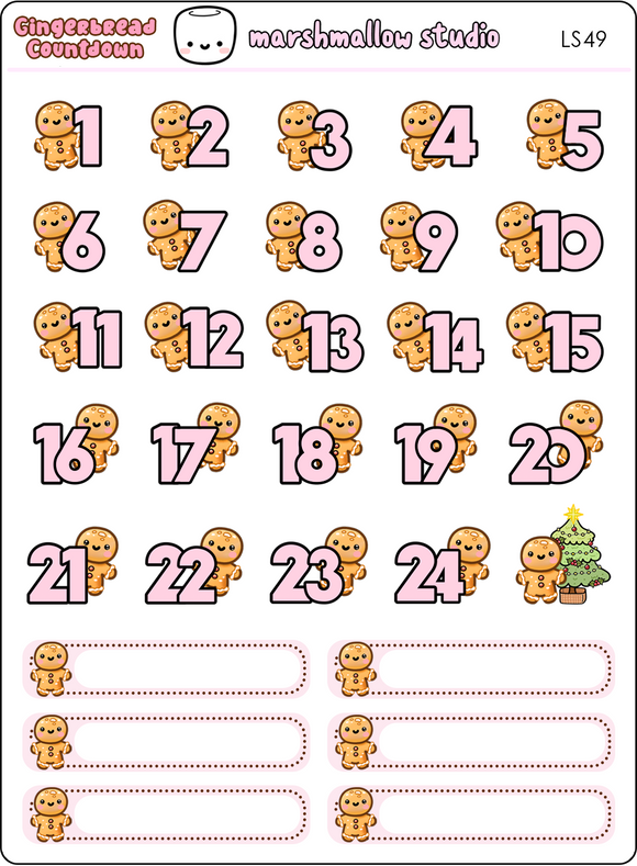 GINGERBREAD COUNTDOWN - PLANNER STICKERS - LS49