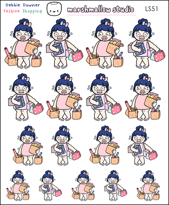 DEBBIE DOWNER - FESTIVE SHOPPING - PLANNER STICKERS - LS51