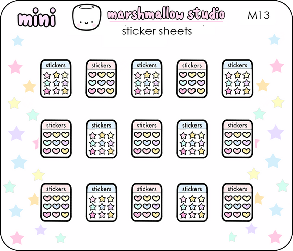 MINI STICKER SHEETS! - MINI PLANNER STICKERS - M13 - Marshmallow Studio