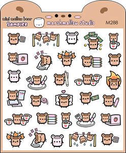 MINI MALLOW BEAR - SAMPLER - PLANNER STICKERS - M288 - Marshmallow Studio