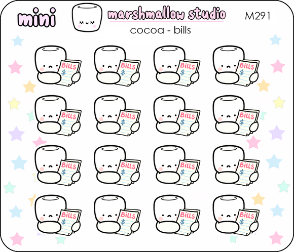 COCOA - BILLS - MINI PLANNER STICKERS - M291 - Marshmallow Studio