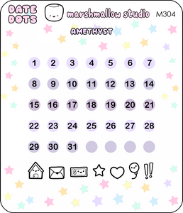 TINY DATE DOTS (AMETHYST) - MINI PLANNER STICKERS - M304 - Marshmallow Studio