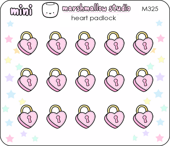 HEART PADLOCK  - MINI PLANNER STICKERS - M325 - Marshmallow Studio