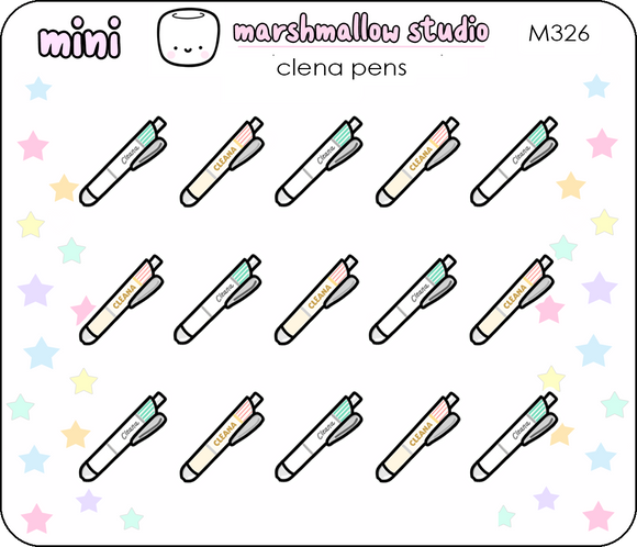 CLENA PENS  - MINI PLANNER STICKERS - M326 - Marshmallow Studio