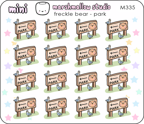 PARK WITH FRECKLE BEAR - MINI PLANNER STICKERS - M335 - Marshmallow Studio